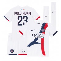 Stroje piłkarskie Paris Saint-Germain Randal Kolo Muani #23 Koszulka Wyjazdowej dla dzieci 2024-25 Krótki Rękaw (+ szorty)